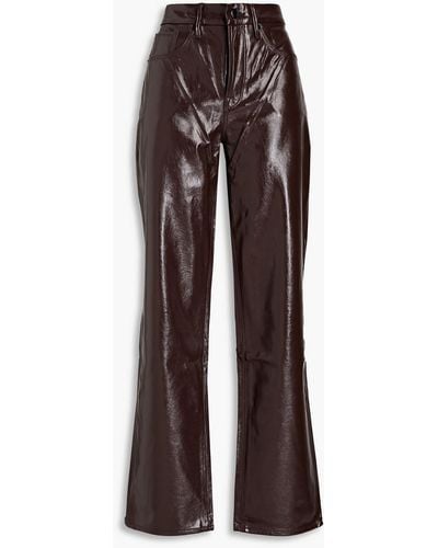 GOOD AMERICAN Crinkled Coated Faux Leather Straight-leg Pants - Brown