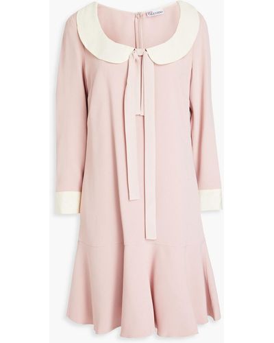 RED Valentino Bow-embellished Two-tone Crepe Mini Dress - Pink