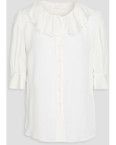 See By Chloé Lace-trimmed Ruffled Crepe De Chine Blouse - White