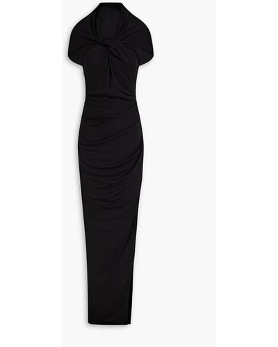 Nicholas Charmaine Twist-front Stretch-crepe Hooded Gown - Black