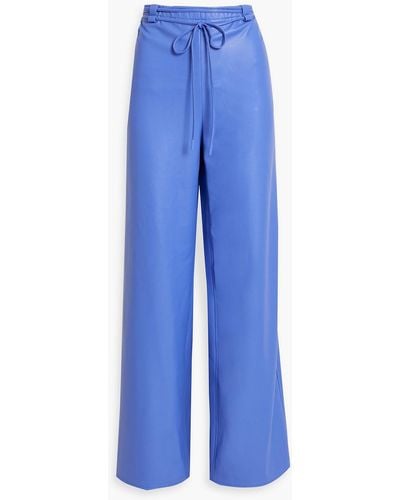 LAPOINTE Belted Faux-leather Straight-leg Pants - Blue