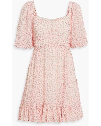 byTiMo Ruched Floral-print Chiffon Mini Dress - Pink