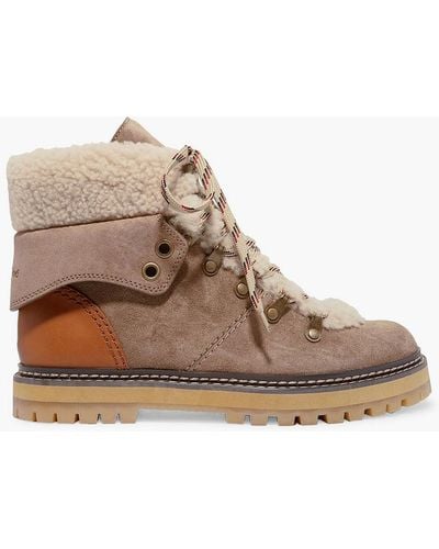 See By Chloé Ankle boots aus shearling - Braun