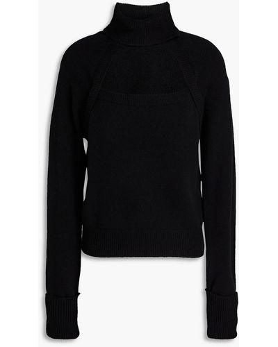 PAIGE Cutout Wool-blend Turtleneck Sweater - Black