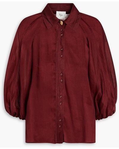 Aje. Palms Linen And Silk-blend Shirt - Red