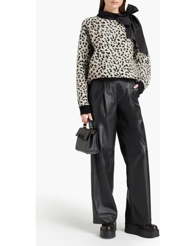 Valentino Pullover aus einer woll-seidenmischung mit leopardenprint und schluppe - Mehrfarbig