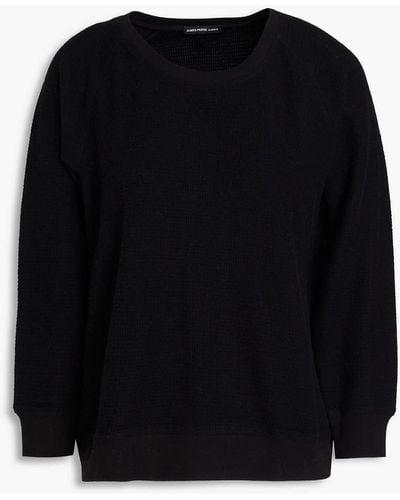 James Perse Waffle-knit Cotton And Cashmere-blend Sweatshirt - Black
