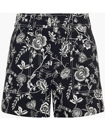 10 Crosby Derek Lam Floral-print Cotton-blend Twill Shorts - Black