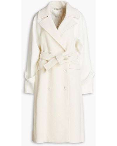 Nina Ricci Double-breasted Twill-paneled Cotton-blend Bouclé Trench Coat - Natural