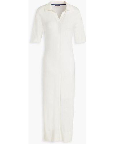N.Peal Cashmere Cotton And Cashmere-blend Midi Shirt Dress - White