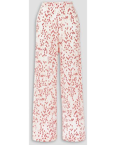 Evarae Aprilla Printed Silk Crepe De Chine Wide-leg Pants - Pink