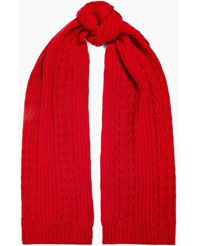 N.Peal Cashmere Cable-knit Cashmere Scarf - Red