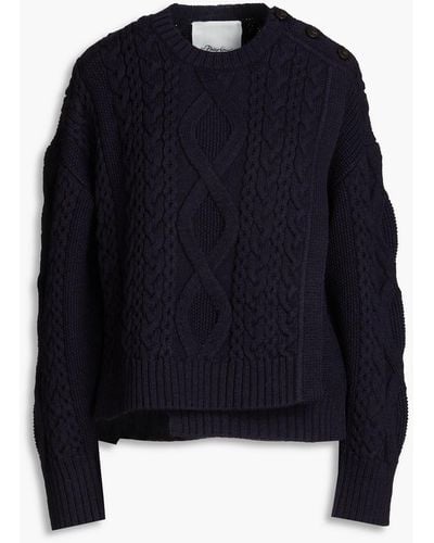 3.1 Phillip Lim Wrap-effect Cable-knit Wool-blend Sweater - Blue