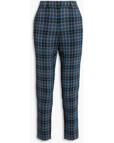 Paul Smith Checked Tweed Tapered Trousers - Blue