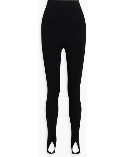 Victoria Beckham Stirrup Ribbed-knit leggings - Black
