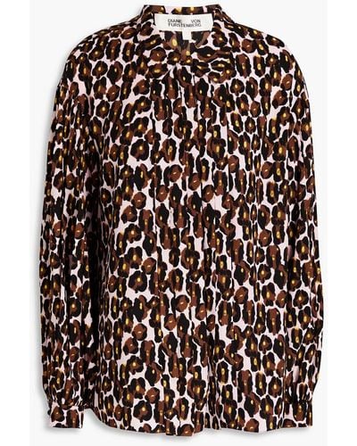 Diane von Furstenberg Keeva Pleated Leopard-print Crepe De Chine Shirt - Multicolour