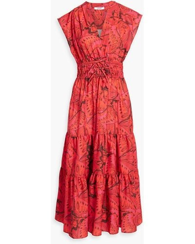 10 Crosby Derek Lam Tie Printed Satin-crepe Midi Dress - Red