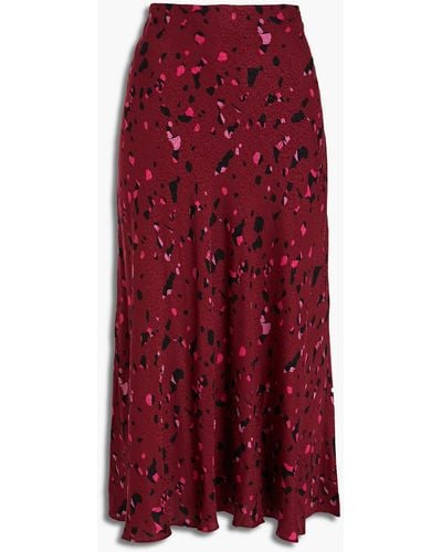 Ba&sh Tomy Printed Satin-jacquard Midi Skirt - Red