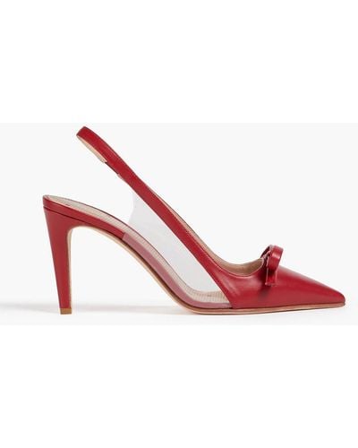 Red(V) Bow-embellished Leather And Pvc Slingback Court Shoes - Pink