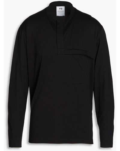 Y-3 Printed Cotton-jersey Henley T-shirt - Black
