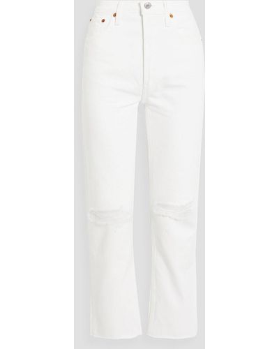 RE/DONE 70s Distressed High-rise Straight-leg Jeans - White