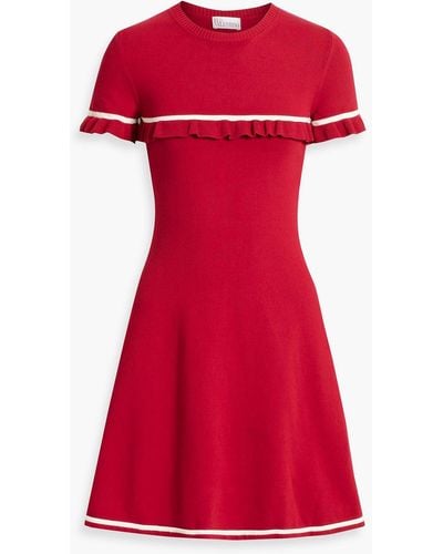 RED Valentino Ruffled Knitted Mini Dress - Red