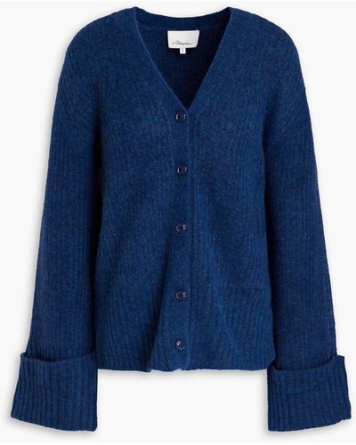 3.1 Phillip Lim Mélange Brushed Ribbed-knit Cardigan - Blue