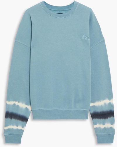 WSLY The Ecosoft Crewneck Tie-dyed Organic Cotton-blend Fleece Sweatshirt - Blue
