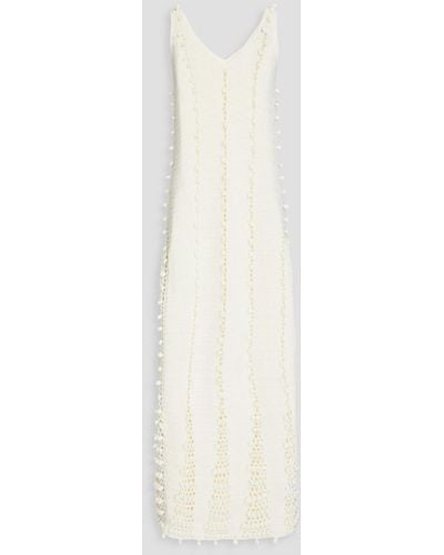 REMAIN Birger Christensen Crochet-knit Cotton-blend Maxi Dress - White