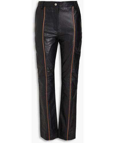 REMAIN Birger Christensen Leather Straight-leg Trousers - Black