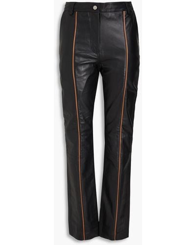 REMAIN Birger Christensen Leather Straight-leg Pants - Black