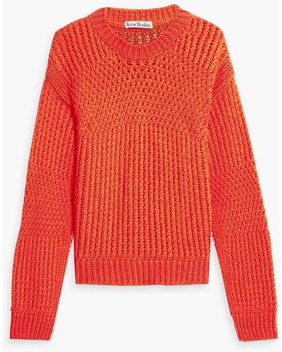 Acne Studios Crocheted Cotton Sweater - Red