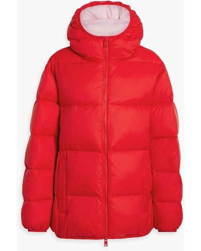 MSGM Quilted Printed Shell Hooded Down Jacket - Red