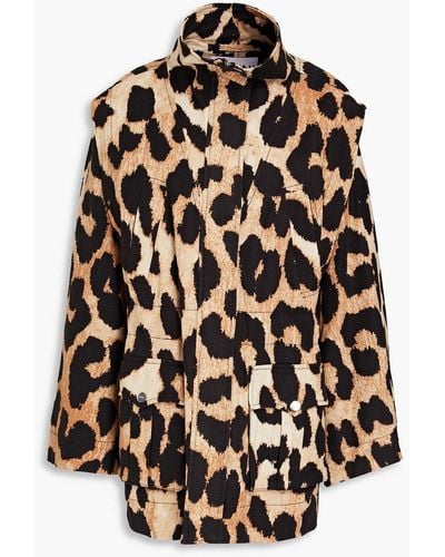 Ganni Jacke aus canvas mit leopardenprint - Schwarz