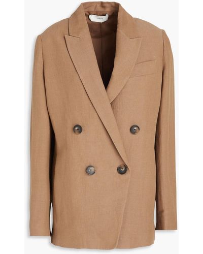 Vince Double-breasted Faille Blazer - Natural