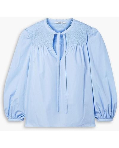 10 Crosby Derek Lam Austin bluse aus baumwollpopeline mit raffung - Blau