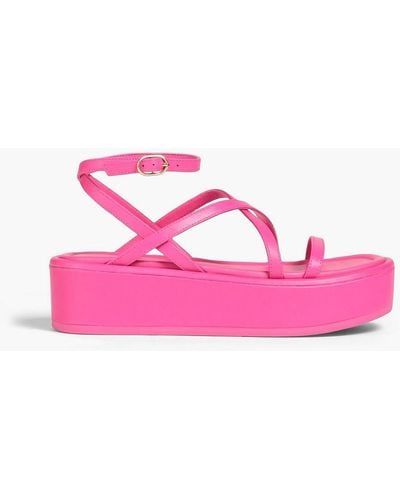 Stuart Weitzman Summerlift Leather Platform Sandals - Pink