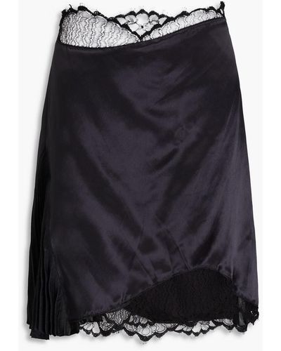Victoria Beckham Lace-trimmed Satin Mini Skirt - Black