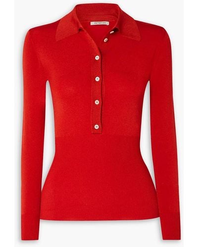 Peter Do Ribbed-knit Polo Shirt - Red