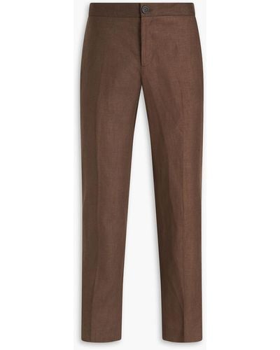 Sandro Slim-fit Linen Pants - Brown