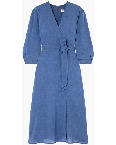 Cefinn Lily Wrap-effect Belted Voile Midi Dress - Blue