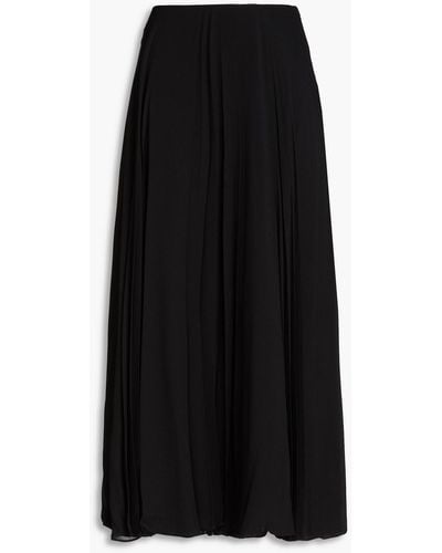 Valentino Garavani Pleated Silk-georgette Midi Skirt - Black