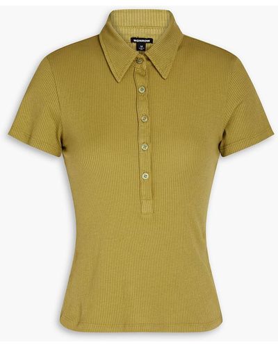Monrow Ribbed Stretch-supima Cotton Jersey Polo Shirt - Yellow