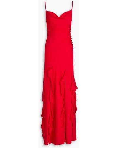 Nicholas Kamila Ruffled Silk-blend Satin Gown - Red