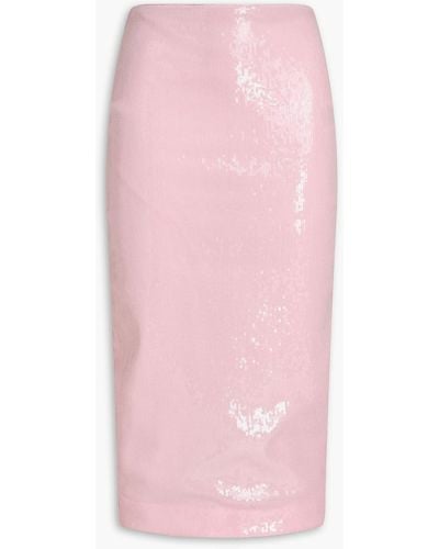 ROTATE BIRGER CHRISTENSEN Sequined Tulle Midi Pencil Skirt - Pink