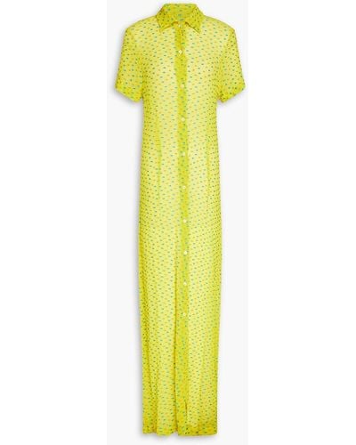 Dries Van Noten Silk-blend Fil Coupé Crepon Maxi Shirt Dress - Yellow