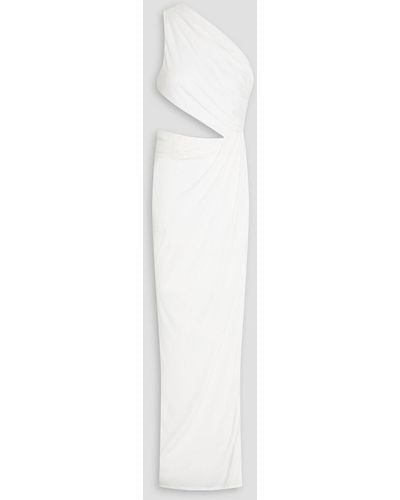 Ronny Kobo One-shoulder Cutout Draped Jersey Maxi Dress - White