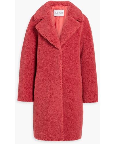 Stand Studio Camille Faux Shearling Coat - Red