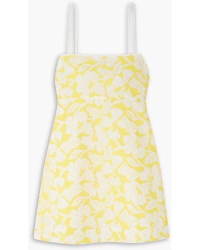 Three Graces London Clementine Embroidered Cotton-voile Mini Dress - Yellow