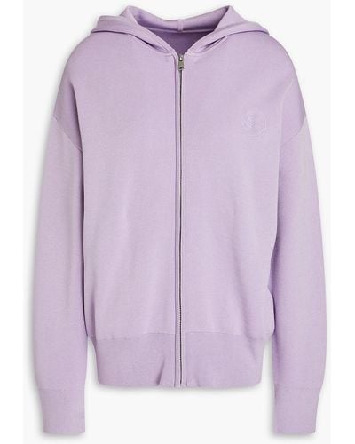 Sandro Logo-embroidered Knitted Zip-up Hoodie - Purple